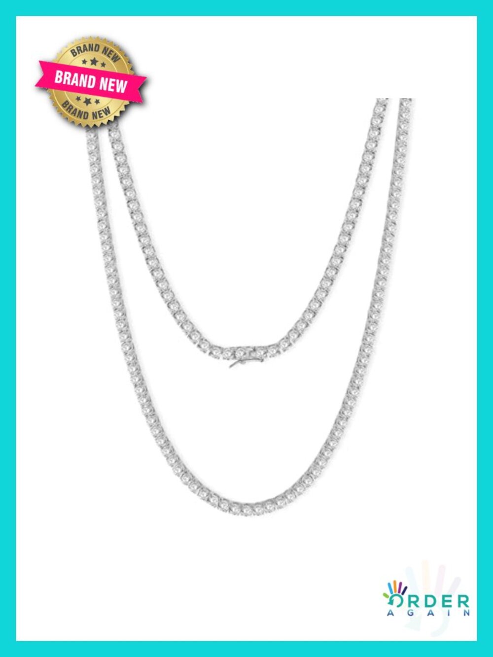 Tennis Necklace 4mm Simulated Diamond CZ 18k White Gold Plated 22in